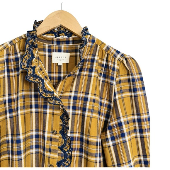 Sézane Chlo Plaid Shirt Sz 38 - Picture 6 of 11